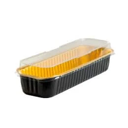 תבנית אלומיניום שחור זהב אינגליש קייק גבוהה עם מכסה (גודל 29/10/5)