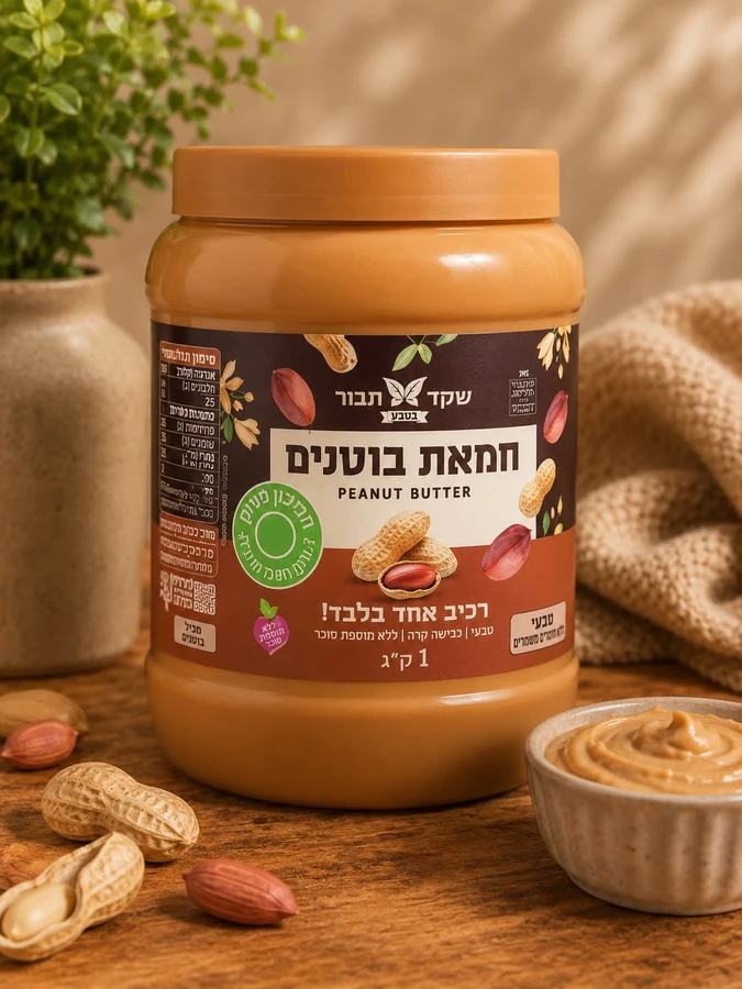 חמאת בוטנים טבעי "שקד תבור" 1 ק"ג