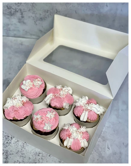 אריזת חלון מכסה חצי שקוף ל6 יח' קאפקייקס (כולל במה)