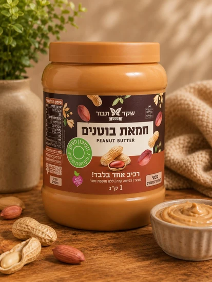 חמאת בוטנים טבעי "שקד תבור" 1 ק"ג