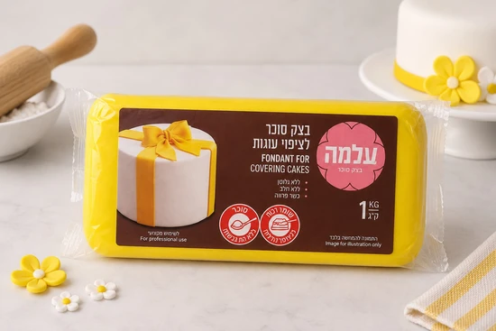 בצק סוכר "עלמה" 1 ק"ג- צהוב